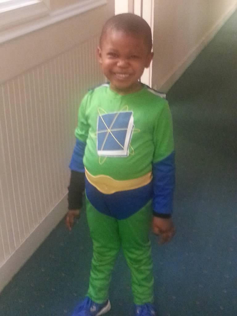 He had two costumes this year. He was Super Why? Age 4
