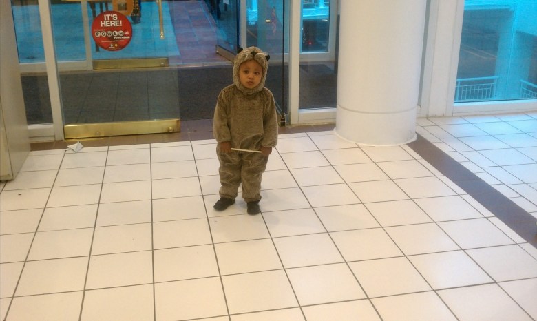 He had two costumes this year. I can't remember if this was a platypus. He was 2.